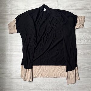 Chico's Women's Short Sleeve Shawl Neck Knitted Open Front Casual Cardigan